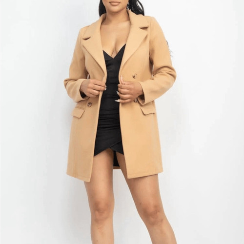 Camel double breasted solid